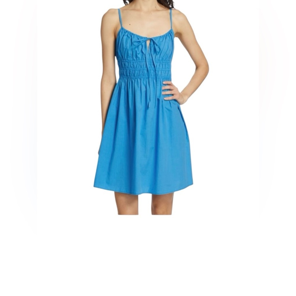 Rails Miriam Pacific Cotton Poplin Keyhole Tie Cami Smocked Waist Mini Dress - Picture 1 of 6